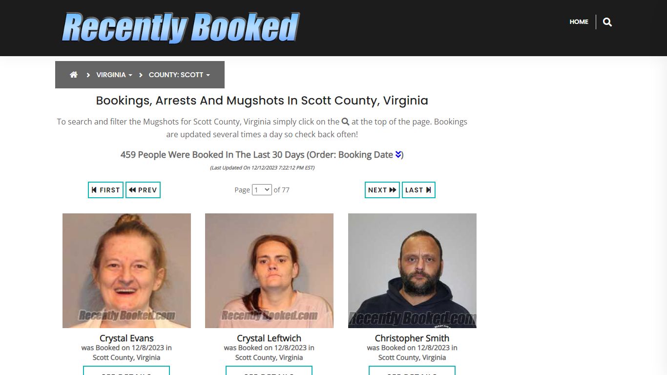 Recent bookings, Arrests, Mugshots in Scott County, Virginia